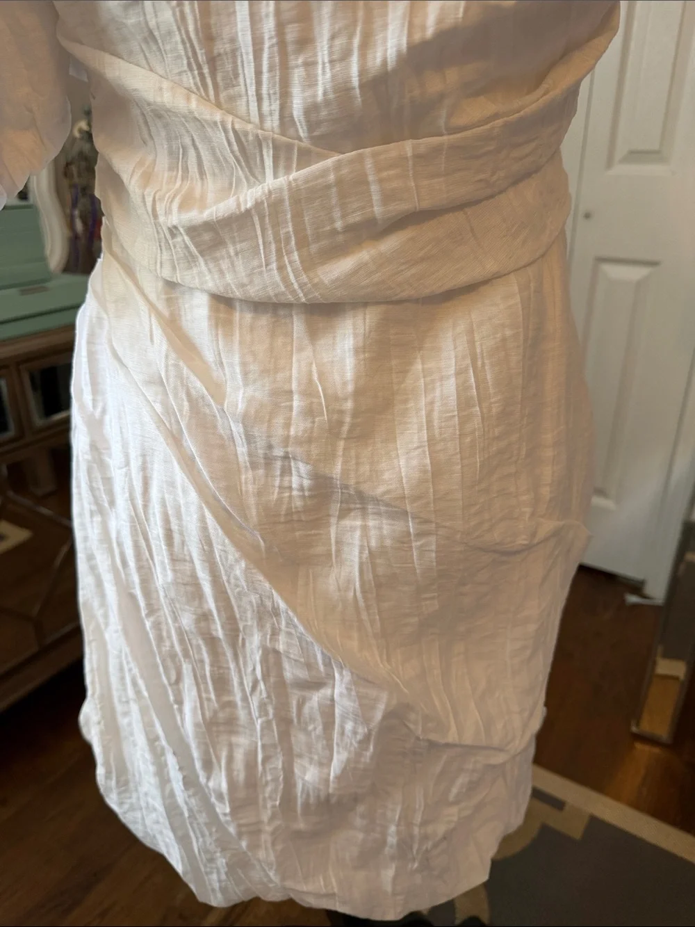 White House Black Market Stunning White One-Shoulder Puff Sleeve Dress 4 - Fab❤️ - Picture 5 of 8